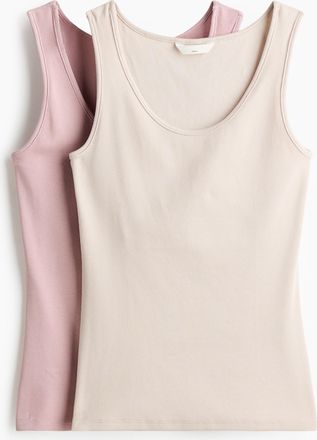 H&M MAMA 2er-Pack Tanktops mit Stillfunktion - Mattrosa/Hellbeige