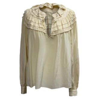 Ulla Johnson Aria Ruffle Accent Blouse in Ivory Silk