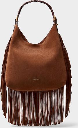 Vanessa Bruno Womens Jess cognac fringed suede hobo bag