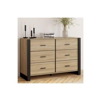 IDMarket ONYX Arcón de 6 cajones 115 cm madera y negro