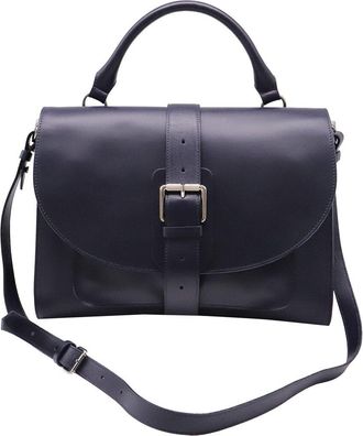 Proenza Schouler Navy Blue Leather Buckled Top Handle Bag (Authentic Pre- Loved)