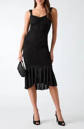 Guess Caitlyn Lace Sleeveless Midi Dress in Jblack-Black at Nordstrom, Size X-Small
