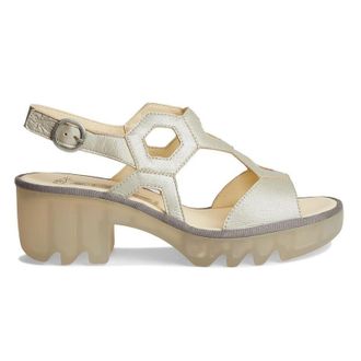 FLY London TEWA573FLY Mousse Leather Womens Heels Sandals - Off White - Size:UK 7
