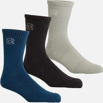 Billabong Mens Billabong Mens Wave Wash 3 Pack Crew Socks - Multi - Size: 7/7.5/11/8/8.5/9/9.5/10/10.5