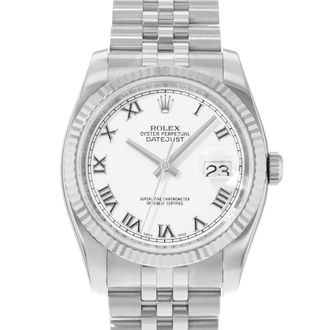 Rolex Pre-owned Rolex Datejust 36 Automatic Chronometer White Dial Mens Watch 116234 WRJ