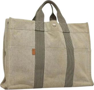 Herm&egrave;s Pre-owned Tote Bags, female, Gray, Size: ONE SIZE Pre-owned Vintage Canvas Tote Bag
