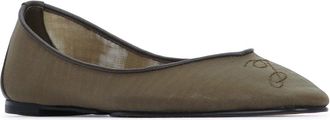 Jacquemus Womens Les Ballerines Ovalo Flat Khaki Lamb Leather Principal