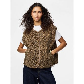 Pieces Bedrukt sherpa mouwloos vest