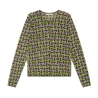 Maliparmi Cardigans, female, Green, Size: XS Printed Knit Cardigan