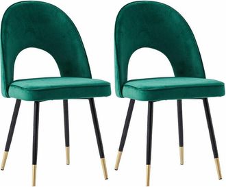 Ainpecca Ainpecca - Set Of 2 Dining Chairs Velvet Seat Metal Legs Kitchen Lounge Living Room Chair Home,2pcs Green