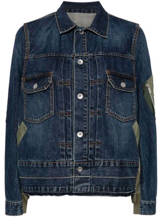 sacai panelled denim jacket - Blue