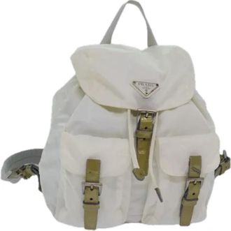 Prada Pre-owned Vintage Nylon Rugzak - Dames - Vintage Rugzakken - Wit - ONE Size - Nylon - Vintage
