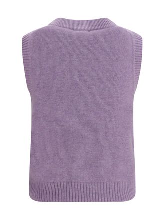 Ganni Teddy Bear Jacquard Alpaca Wool-Blend Vest - Purple