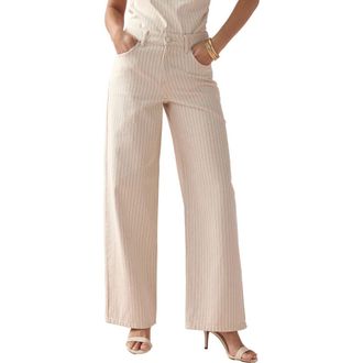 Next Stripe Straight Leg Jeans in Brown at Nordstrom, Size 4 Us