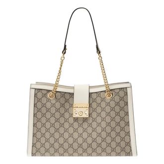 Gucci (WMNS) Gucci Padlock Middle-Sized BackBag White/Brown 479197-KHNKG-9761