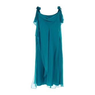 Alberta Ferretti Kleedjes, Dames, Blauw, M, Teal Groene Zijden Jurk