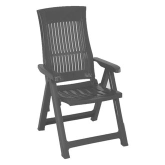 Dmora Silla De Exterior Heflin, Una Silla, Respaldo Reclinable Made In Italy, Multiposici&oacute;n, Negro Antracita