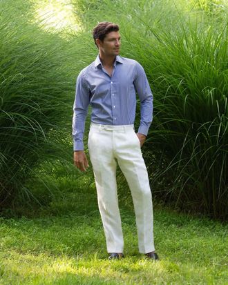 Zanella Parker Subalpino Italian Linen Trouser In Winter White