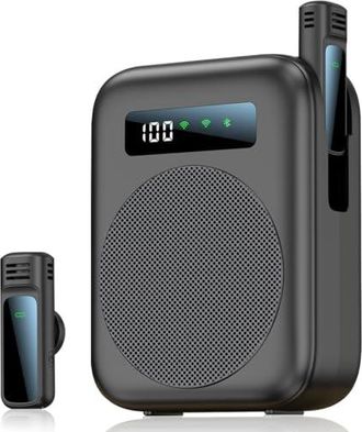OEM Amplificador De Voz Inal&aacute;mbrico, Port&aacute;til, Miniamplificador De Voz Con 2 Micr&oacute;fonos De Solapa Para Profesores, Aulas, Reuniones, Torres Y Amplificador