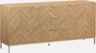 Sweeek Sweeek - Aparador Con Efecto Espiga De 2 Puertas, 160cm, Budapest, Natural, 160x40x75 Cm