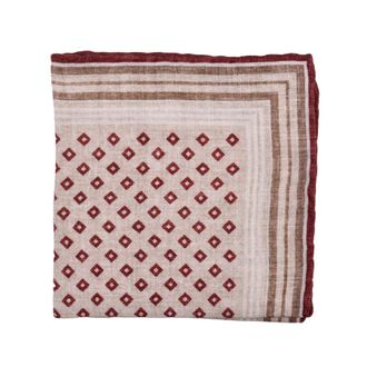 Brunello Cucinelli Mens Barbera Camel Wool Geometric Pocket Square