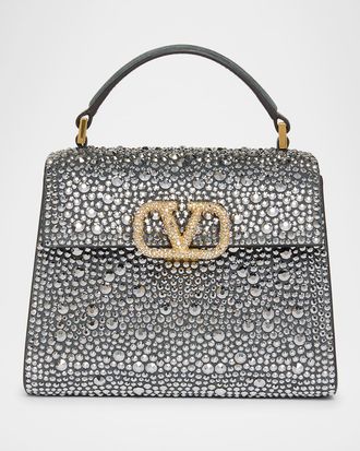 Valentino Garavani VSling Mini Rhinestone Suede Top-Handle Bag