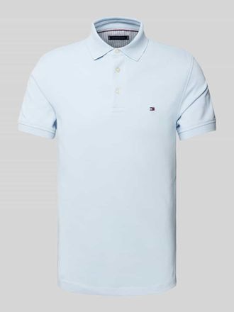 Tommy Hilfiger Slim Fit Poloshirt mit Logo-Stitching Modell 1985 in Hellblau, Gr&ouml;&szlig;e XXXL
