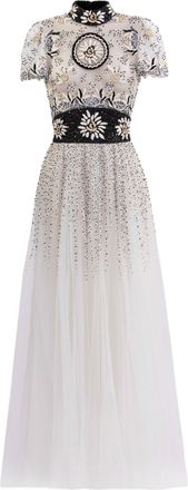 Saiid Kobeisy Embroidered Tulle Midi Dress