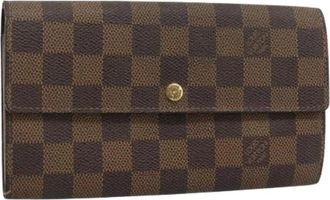 Louis Vuitton Pre-owned Damier Ebene Long Wallet - Dames - Vintage Accessoires - Bruin - ONE Size - Vintage