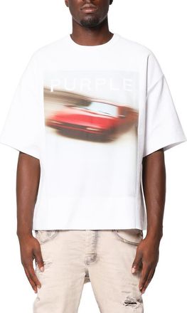 Purple Textured Cotton Jersey Graphic T-Shirt in White at Nordstrom, Size X-Large