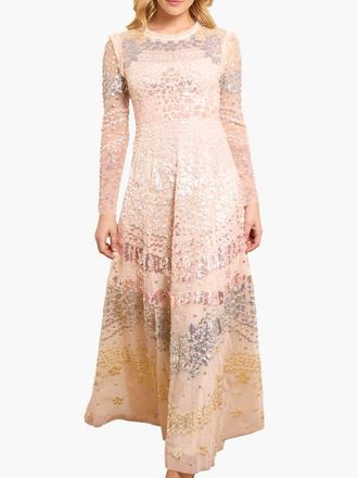 Needle & Thread Angeline Sequin Gown in Cream at Nordstrom, Size 14