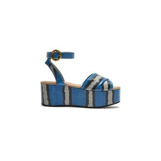 Maliparmi Wedges, female, Blue, Size: 11 US Exotic Stripes Wedge Boot