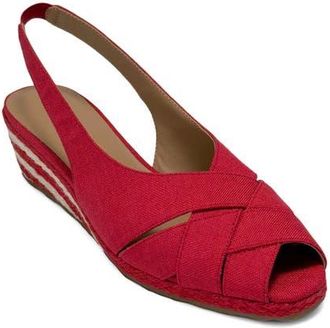 Aerosoles Roberta Linen Slingback Espadrille Wedge Sandal in Rich Red Linen at Nordstrom, Size 9.5