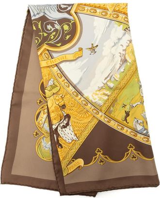 Herm&egrave;s Pre-owned Hermes La Vie a Cheval Silk Scarf 90 Unisex SEZRVJYWXBYQ89M1
