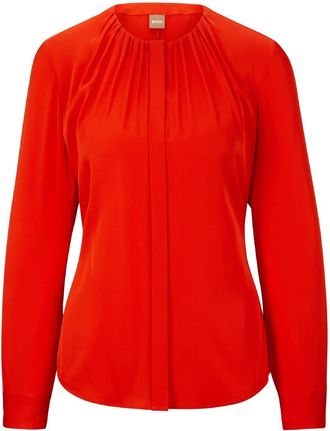 HUGO BOSS Womens Long Sleeve Regular Fit Blouse in Bright Orange - Size 10 UK