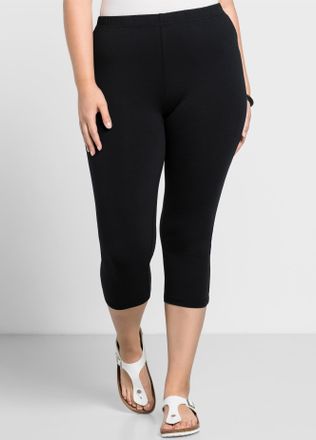 Sheego Leggings SHEEGO, Damen, Gr. 40, Normalgr&ouml;ssen, schwarz, 95% Baumwolle, 5% Elasthan, unifarben, Hosen Leggings