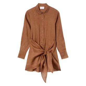 MC2 Saint Barth Shirt Dresses, female, Brown, Size: L Ravi Long Sleeve Dress