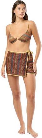 Onia Crochet Mesh Mini Wrap Skirt in Pale Gold Multi at Nordstrom, Size X-Large