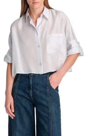 TWP Next Ex Crop Silk Button-Up Shirt in Ancient Water at Nordstrom Rack, Size X-Small/small