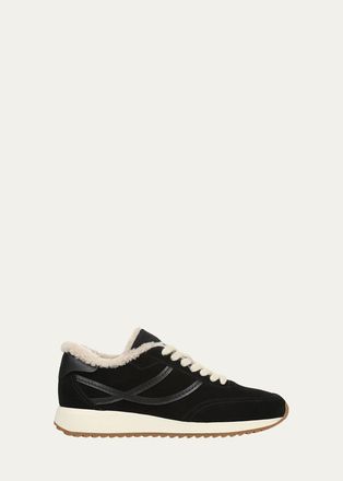 Vince Santa Monica Shearling-Lined Suede Sneakers