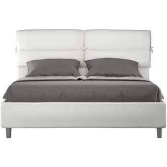 Les Tendances Les Tendances - Letto Matrimoniale rivestito in Similpelle - nandy - Dimensione Rete: 160x190 - Colore: Bianco - Tipologia Letto: Con Rete e