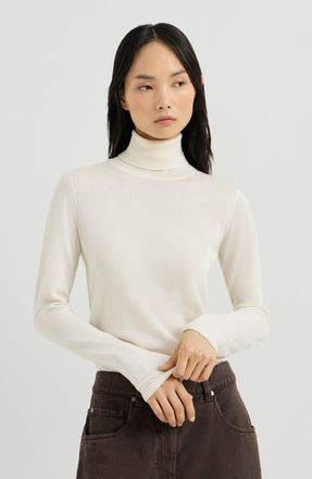 Brunello Cucinelli Cashmere and silk lightweight turtleneck sweater in White at Nordstrom, Size Xxx-Large