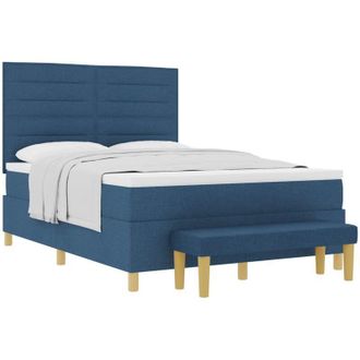 vidaXL Box Spring Bed with Mattress Blue 160 x 200 cm Fabric vidaXL