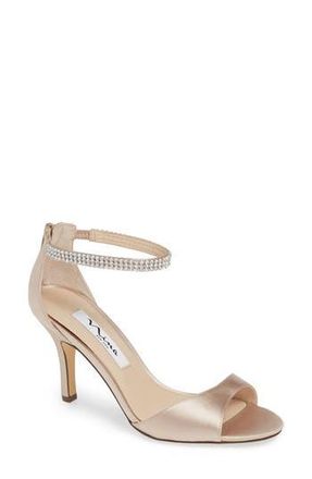 Nina Volanda Ankle Strap Sandal in Champagne Satin at Nordstrom Rack, Size 11