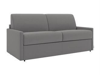 Vente-Unique Sof&aacute; cama italiano 4 plazas de tela CALIFE - Gris claro - Cama 160 cm - Colch&oacute;n con memoria de forma 22 cm
