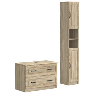 vidaXL Juego De Gabinete De Ba&ntilde;o De 2 Piezas Utrecht Roble Sonoma Vidaxl