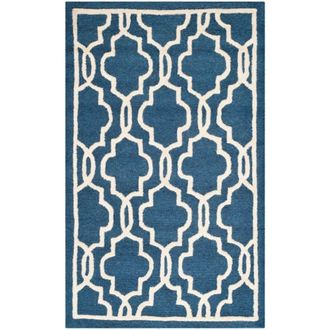Safavieh Alfombra lana blu scuro/neutrale 122 x 183 cm