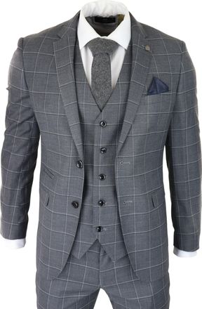 PAUL ANDREW Hobbs Grey Check 3 Piece Suit