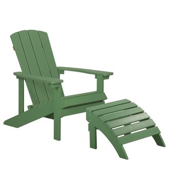 Beliani Silla De Jard&iacute;n Verde De Madera Sint&eacute;tica Con Reposapi&eacute;s Resistente A La Intemperie Estilo Moderno Adirondack