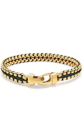 Nialaya Green Woven Box Gold Chain Bracelet in Green /Gold at Nordstrom, Size X-Large